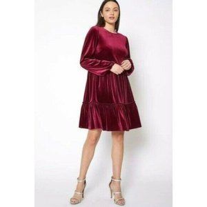 NWT Anthropologie Ro&De Burgundy Velvet Dress